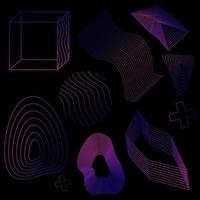 Futuristic Space Shapes. 3d Cyber Elements. Retro. Gradients. Abstract Voluminous Vector Design