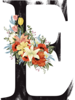 alfabet och siffra blomma vattenfärg bröllop brev png