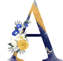Alphabet und Nummer Blume Aquarell Hochzeit Brief png