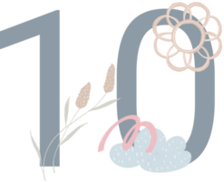 Alphabet and number Boho Baby hand drawn png