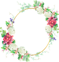 Grape fruit and flower wreath watercolor png