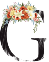 alphabet et nombre fleur aquarelle mariage lettre png