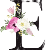 alfabet och siffra blomma vattenfärg bröllop brev png