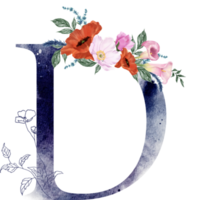 alfabet en aantal bloem waterverf bruiloft brief png