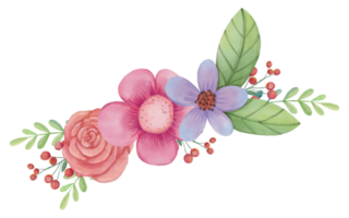 flower wreath and bouquet watercolor clipart png