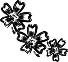 Vector silhouette of Flowers on white background