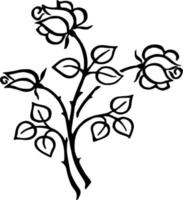 Vector silhouette of rose on white background