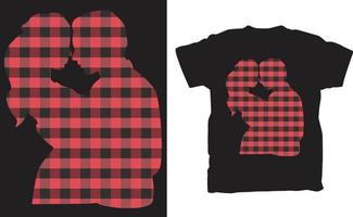 Buffalo check red  black plaid with two loves vector