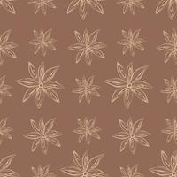 Seamless pattern of anise stars on a backdrop in trendy brown shade. Spicy for coffee or mulled wine vector