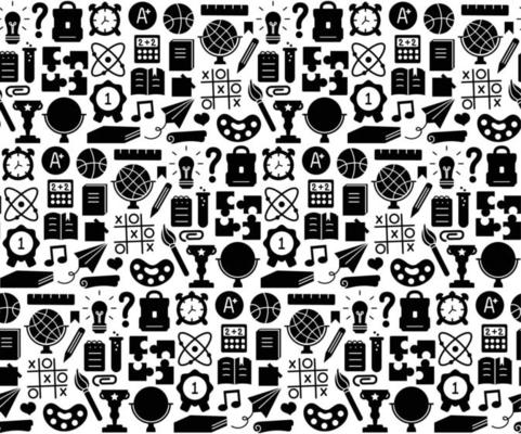 Back to school. pattern seamless of stationery for studying at school. education kids accessory. print object stuff design. graphic wallpaper element children study. background vector illustration