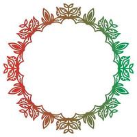 Mandala round frame with flowers and leaf vector