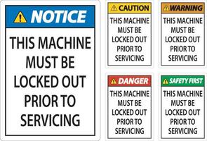 Caution This Machine Must Be Locked Out Prior To Servicing Sign vector