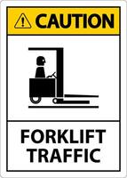 Caution Forklift traffic Floor Sign On White Background vector