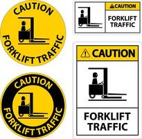 Caution Forklift traffic Floor Sign On White Background vector