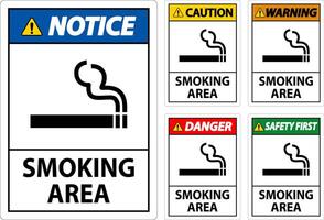 Sign showing allowed smoking area spots On White Background vector