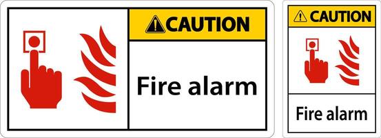 Caution Fire Alarm Sign On White Background vector