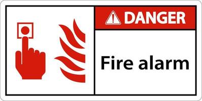 Danger Fire Alarm Sign On White Background vector