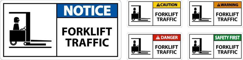 Warning Forklift traffic Floor Sign On White Background vector
