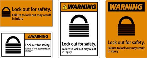 Warning Lock Out For Safety. Failure To Lock Out May Result In Injury Sign vector