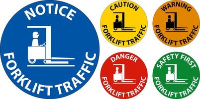 Warning Forklift traffic Floor Sign On White Background vector