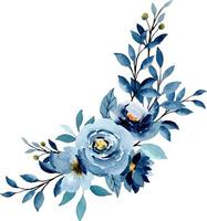 Blue flower bouquet with watercolor for background, wedding, fabric, textile, greeting, card, wallpaper, banner, sticker, decoration etc. vector