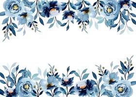 Blue floral border with watercolor for wedding, birthday, card, background, invitation, wallpaper, sticker, decoration etc. vector