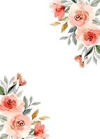 Watercolor rose flower frame vector