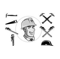 Handyman and tools illustration vector