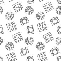 Picture, Photo Camera and Camera Shutter Seamless Pattern for Printing and Wrapping vector