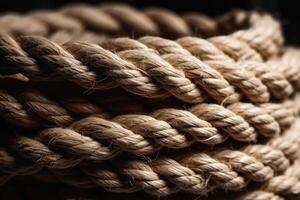 Braided rope on a roll background texture created with technology. photo