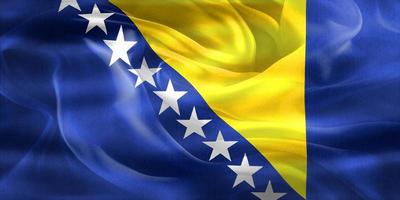 Bosnia and Herzegovina flag - realistic waving fabric flag photo