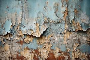 A very old vintage wall background with paint peeling created with technology. photo