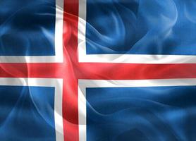 Ilustración 3d de una bandera de islandia - bandera de tela ondeante realista foto