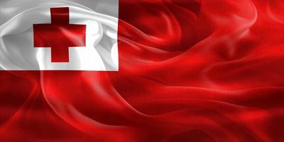 3D-Illustration of a Tonga flag - realistic waving fabric flag photo