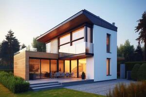 Modern smart home house concept created with technology. photo