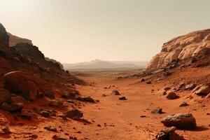 A stunning mars landscape during daytime created with technology. photo