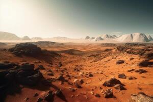 un maravilloso Marte paisaje durante tiempo de día creado con generativo ai tecnología. foto