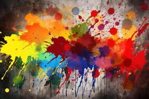 Colorful paint splashes background texture created with technology. photo