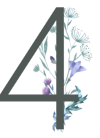 modern alfabet och siffra vild blomma vattenfärg png