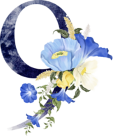 alfabet och siffra blomma vattenfärg bröllop brev png