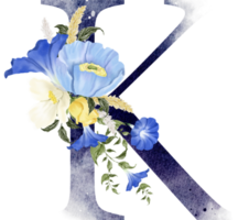 alfabet och siffra blomma vattenfärg bröllop brev png