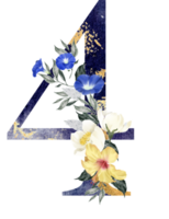 alfabet och siffra blomma vattenfärg bröllop brev png