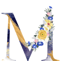 Alphabet and number flower watercolor wedding letter png