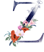 alfabet och siffra blomma vattenfärg bröllop brev png