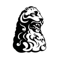 A lion head with a lion head in black and white. vector