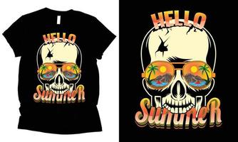 hello summer with skull t-shirt design. vector