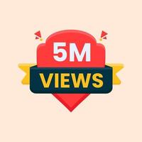 5 million views celebration banner for thumbnail design vector