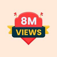 8 million views celebration banner for thumbnail design vector