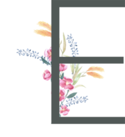 Modern Alphabet and number wildflower watercolor png