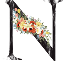 alfabet och siffra blomma vattenfärg bröllop brev png